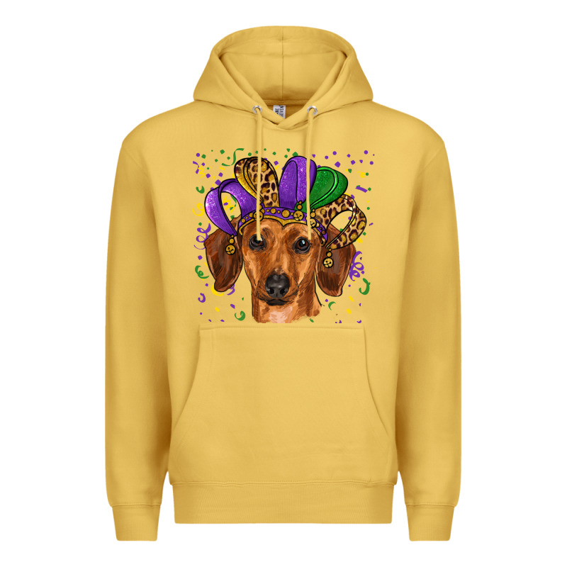 Mardi Gras Hat Dachshund Premium Hoodie by RanaPortraitStore | Teevron