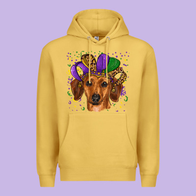Mardi Gras Hat Dachshund Premium Hoodie Designed By Ranaportraitstore