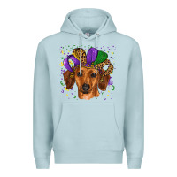 Blue Mist mardi gras hat dachshund Premium Hoodie - RanaPortraitStore