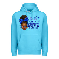 Ocean Blue sorority colors it's the self love for me afro wom Premium Hoodie - texasbilliewilder