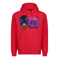 Red sorority colors it's the self love for me afro wom Premium Hoodie - texasbilliewilder