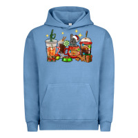 Pigment Pebble Blue Christmas coffee cups with French Bulldog Urban Hoodie - RanaPortraitStore