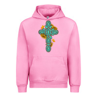 Fuchsia Pink gemstone cross with sunflowers and butterflies Urban Hoodie - texasbilliewilder