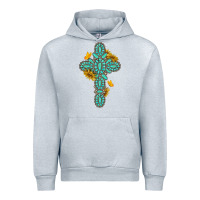 Heather Grey gemstone cross with sunflowers and butterflies Urban Hoodie - texasbilliewilder
