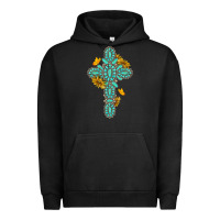 Pigment Black gemstone cross with sunflowers and butterflies Urban Hoodie - texasbilliewilder