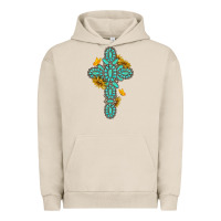 Pigment French Oak gemstone cross with sunflowers and butterflies Urban Hoodie - texasbilliewilder