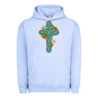 Pigment Grape Ice gemstone cross with sunflowers and butterflies Urban Hoodie - texasbilliewilder