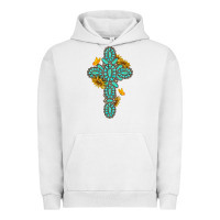Pigment Lunar Rock gemstone cross with sunflowers and butterflies Urban Hoodie - texasbilliewilder