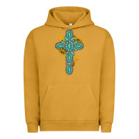 Pigment Peanut Butter gemstone cross with sunflowers and butterflies Urban Hoodie - texasbilliewilder