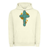 Pigment Pistachio gemstone cross with sunflowers and butterflies Urban Hoodie - texasbilliewilder