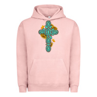 Pigment Salmon gemstone cross with sunflowers and butterflies Urban Hoodie - texasbilliewilder