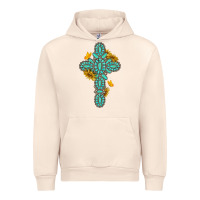 Sandshell gemstone cross with sunflowers and butterflies Urban Hoodie - texasbilliewilder
