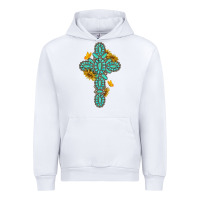 White gemstone cross with sunflowers and butterflies Urban Hoodie - texasbilliewilder