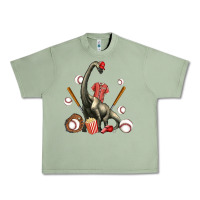 Oil Green brachiosaurus with baseball Urban Heavy Tee - Artiststas