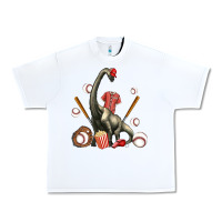 White brachiosaurus with baseball Urban Heavy Tee - Artiststas