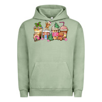Pigment Oil Green pink gingerbread coffee cups Urban Hoodie - Zillion Design Studio