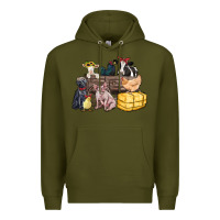 Army Green farm animals wagon Premium Hoodie - Zillion Design Studio