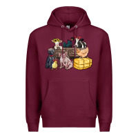 Burgundy farm animals wagon Premium Hoodie - Zillion Design Studio