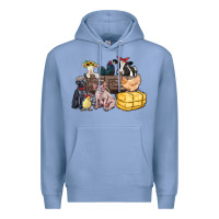 Colony Blue farm animals wagon Premium Hoodie - Zillion Design Studio