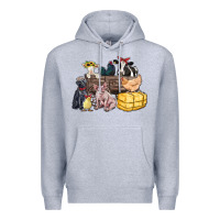 Heather Grey farm animals wagon Premium Hoodie - Zillion Design Studio