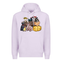 Lilac farm animals wagon Premium Hoodie - Zillion Design Studio