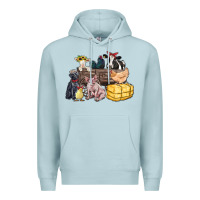 Blue Mist farm animals wagon Premium Hoodie - Zillion Design Studio