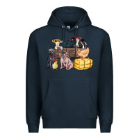 Navy farm animals wagon Premium Hoodie - Zillion Design Studio