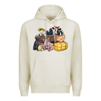 Oatmeal Heather farm animals wagon Premium Hoodie - Zillion Design Studio