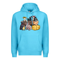 Ocean Blue farm animals wagon Premium Hoodie - Zillion Design Studio