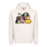 Pale Pink farm animals wagon Premium Hoodie - Zillion Design Studio