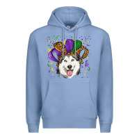 Colony Blue Mardi gras hat husky Premium Hoodie - RanaPortraitStore