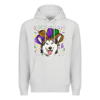 Dove Grey Mardi gras hat husky Premium Hoodie - RanaPortraitStore