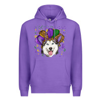 Purple Mardi gras hat husky Premium Hoodie - RanaPortraitStore