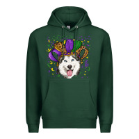 Sports Green Mardi gras hat husky Premium Hoodie - RanaPortraitStore