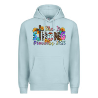 Blue Mist she is strong proverbs 31 25 Premium Hoodie - Zillion Design Studio