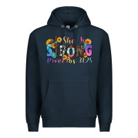 Navy she is strong proverbs 31 25 Premium Hoodie - Zillion Design Studio
