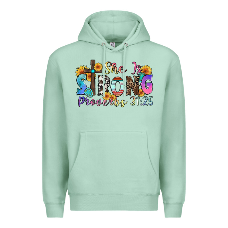 She Is Strong Proverbs 31 25 Premium Hoodie by Zillion Design Studio | Teevron