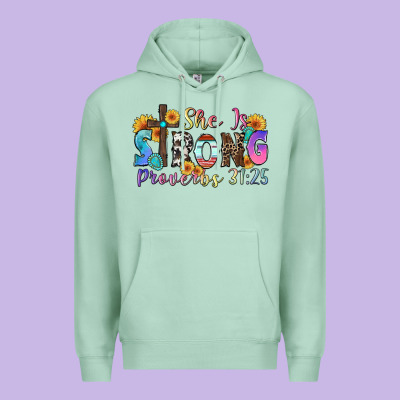 She Is Strong Proverbs 31 25 Premium Hoodie Designed By Zillion Design Studio
