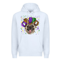 White Mardi gras hat pug Premium Hoodie - RanaPortraitStore