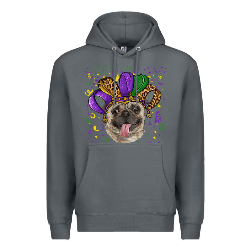 Mardi Gras Hat Pug Premium Hoodie by RanaPortraitStore | Teevron