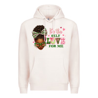 Pale Pink sorority colors it's the self love for me afro wom Premium Hoodie - texasbilliewilder