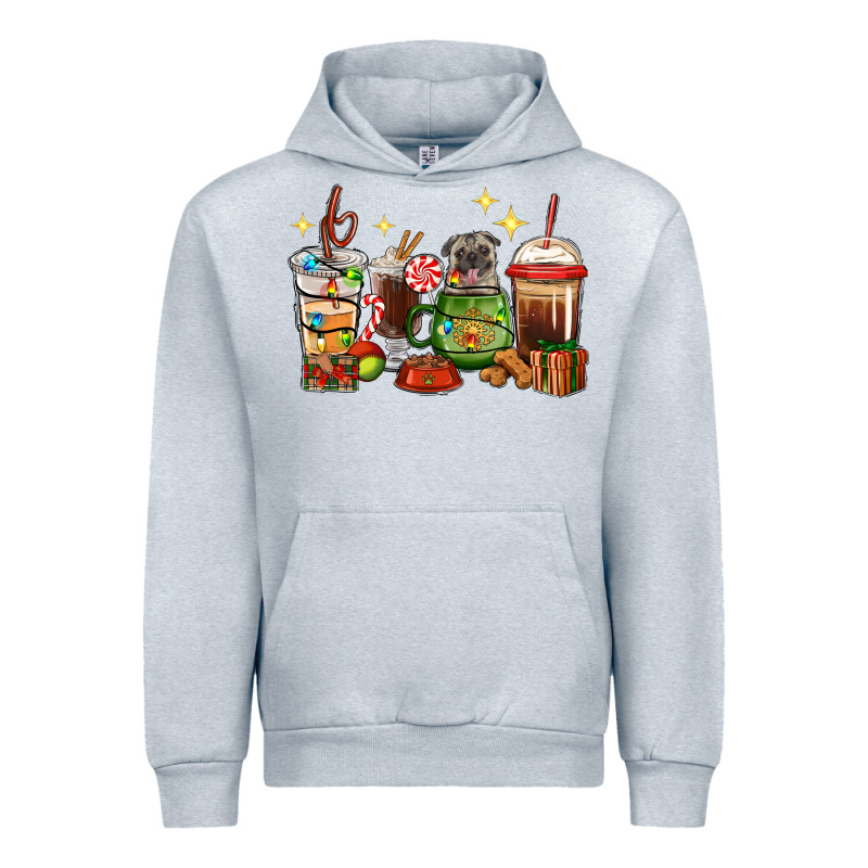 Christmas Coffee Cups With Pug Urban Hoodie by RanaPortraitStore | Teevron