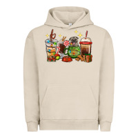 Pigment French Oak Christmas coffee cups with Pug Urban Hoodie - RanaPortraitStore
