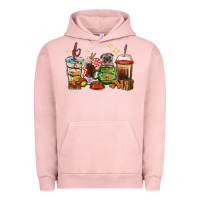 Pigment Salmon Christmas coffee cups with Pug Urban Hoodie - RanaPortraitStore