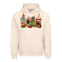 Sandshell Christmas coffee cups with Pug Urban Hoodie - RanaPortraitStore