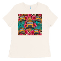 Bone school bus leopard cowhide Ladies Tee - Artiststas