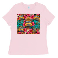 School Bus Leopard Cowhide Ladies Tee | Teevron