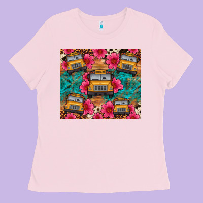 School Bus Leopard Cowhide Ladies Tee Designed By Artiststas