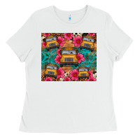 White school bus leopard cowhide Ladies Tee - Artiststas
