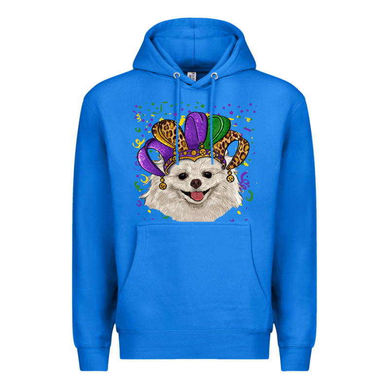Mardi Gras White Pomeranian With Hat Premium Hoodie by RanaPortraitStore | Teevron